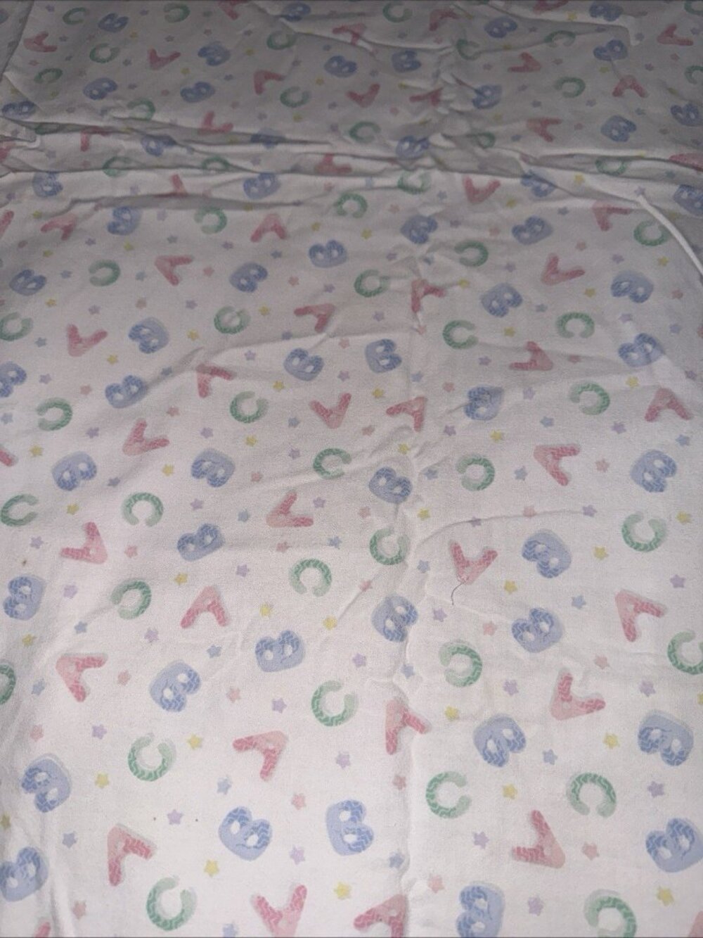 Crib Flat Sheet Set Pastel Numbers Letters Theme Multicolor Unisex,reversible